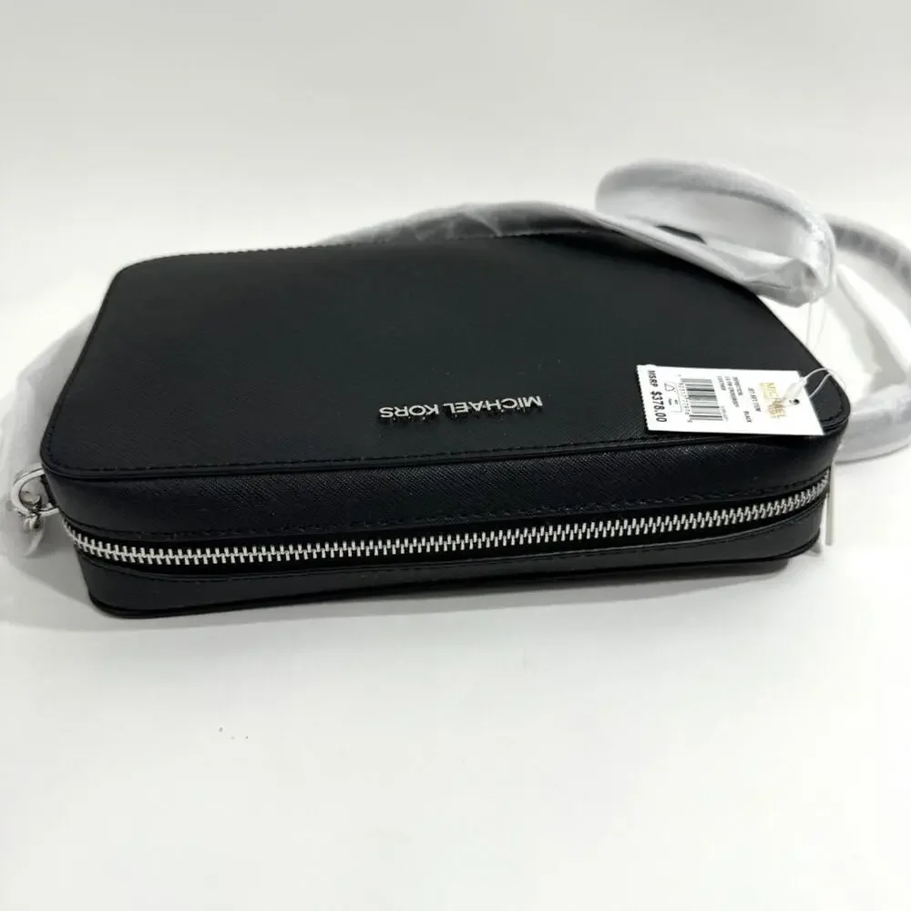 Michael Michael Kors Jet Set Black Large Saffiano Leather Crossbody Bag New - Picture 6 of 11